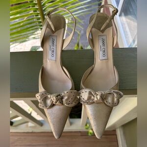 *** Jimmy Choo Sparkly Slingback Heels with Sweet Bow! Size 41